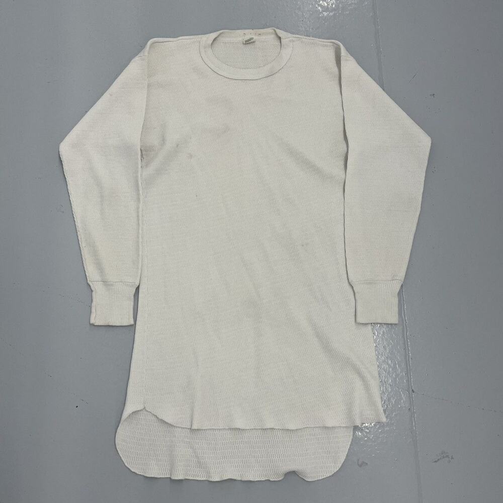 Vintage 70s Hanes White Long Sleeve Thermal Waffle Shirt